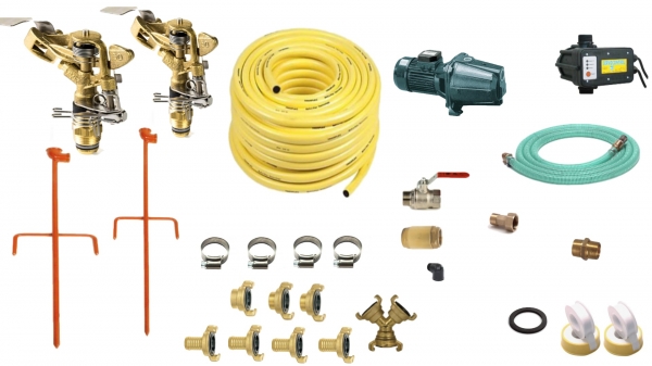 Sprinkler set S - 900m2 (complete with pump, Hoses, couplings, sprinklers and nozzles)