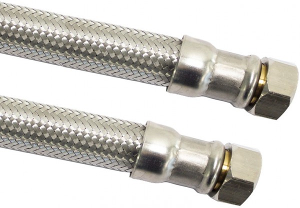 Flexible connecting hose - SS woven - female thread x female thread - 1¼" - DN32 - length 100cm