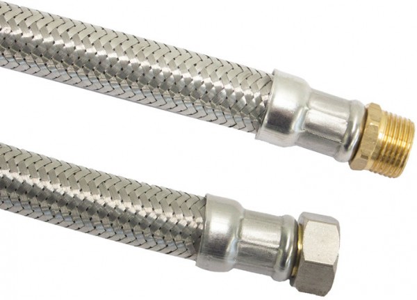Flexible connecting hose - SS woven - female thread x male thread - 1" - DN25 - length 100cm