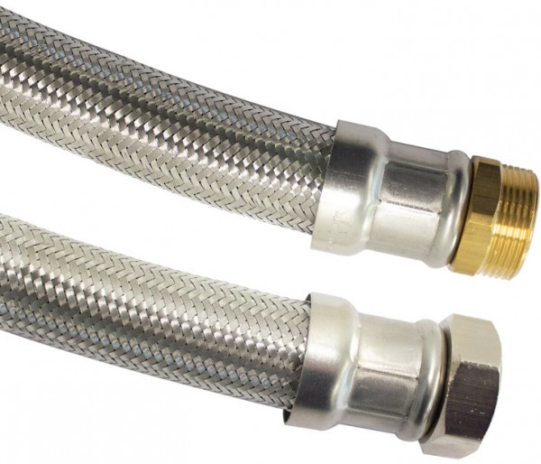 Flexible connecting hose - SS woven - female thread x male thread - 1 1/4" - DN32 - length 50cm
