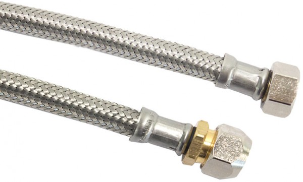 Flexible connecting hose - SS woven - compression x female thread - 12mm x 3/8" - DN8 - length 50cm