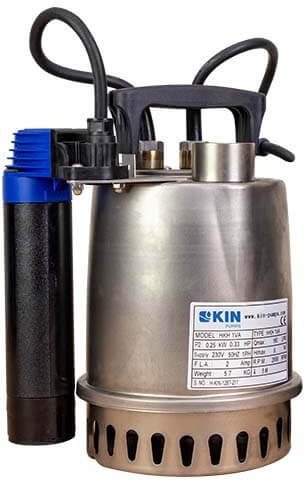 Dompelpomp met buisvlotter - KIN pumps HKH 1V/A - RVS - inclusief 10 meter snoer (Max. capaciteit 9,6m³/h)