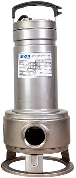 Submersible pump without floater - KIN pumps AOD 75 - SS - incl. 10 meter cable (Max. capacity 15,6m³/h)
