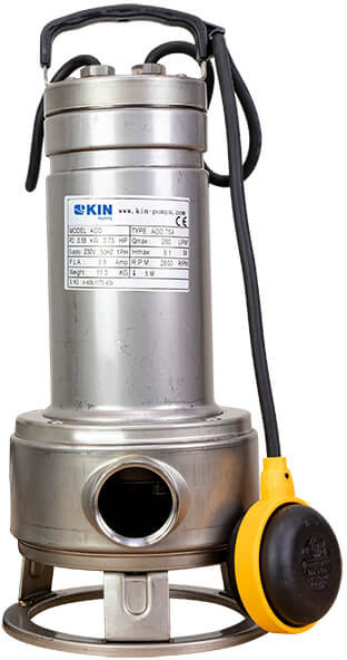 Submersible pump with floater - KIN pumps AOD 75 - SS - incl. 10 meter cable (Max. capacity 15,6m³/h)