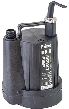 Dompelpomp zonder vlotter - vlak zuigend - KIN pumps - Primo - kunststof - 230 volt (Max. capaciteit 3,6m³/h)