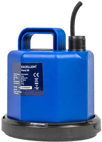 Dompelpomp zonder vlotter - vlak zuigend - KIN pumps - Pond 28 - kunststof - 230 volt (Max. capaciteit 2,7m