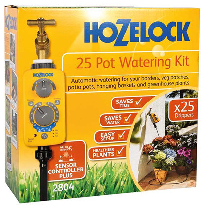 Bewässerungsset für 25 Topfen mit Timer - Hozelock