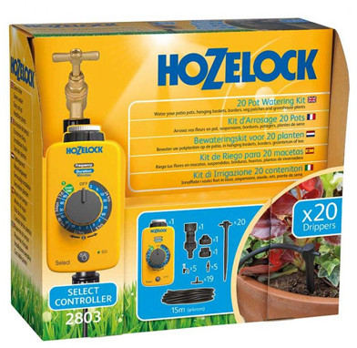 Bewässerungsset für 20 Topfen mit Timer - Hozelock