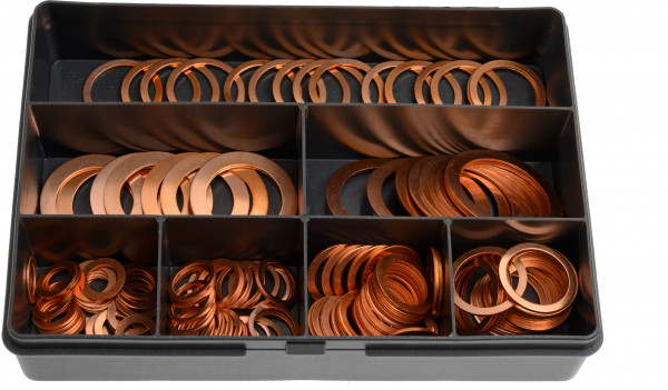 Assortment box copper rings imperail metric (130 pcs)